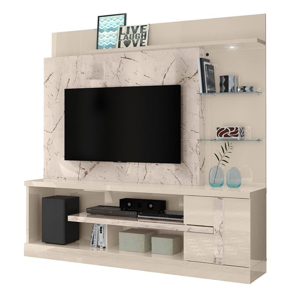 Estante Home Theater Alan Calacata Off White Para Tv Até 55 - Madetec Calacata Off White