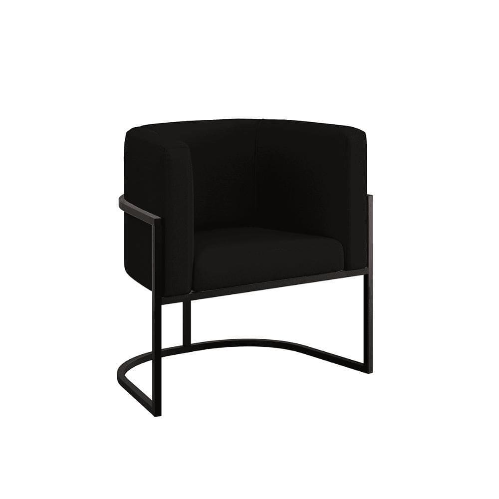 Cadeira Poltrona Lua Moderna Veludo Base De Metal preto Preto