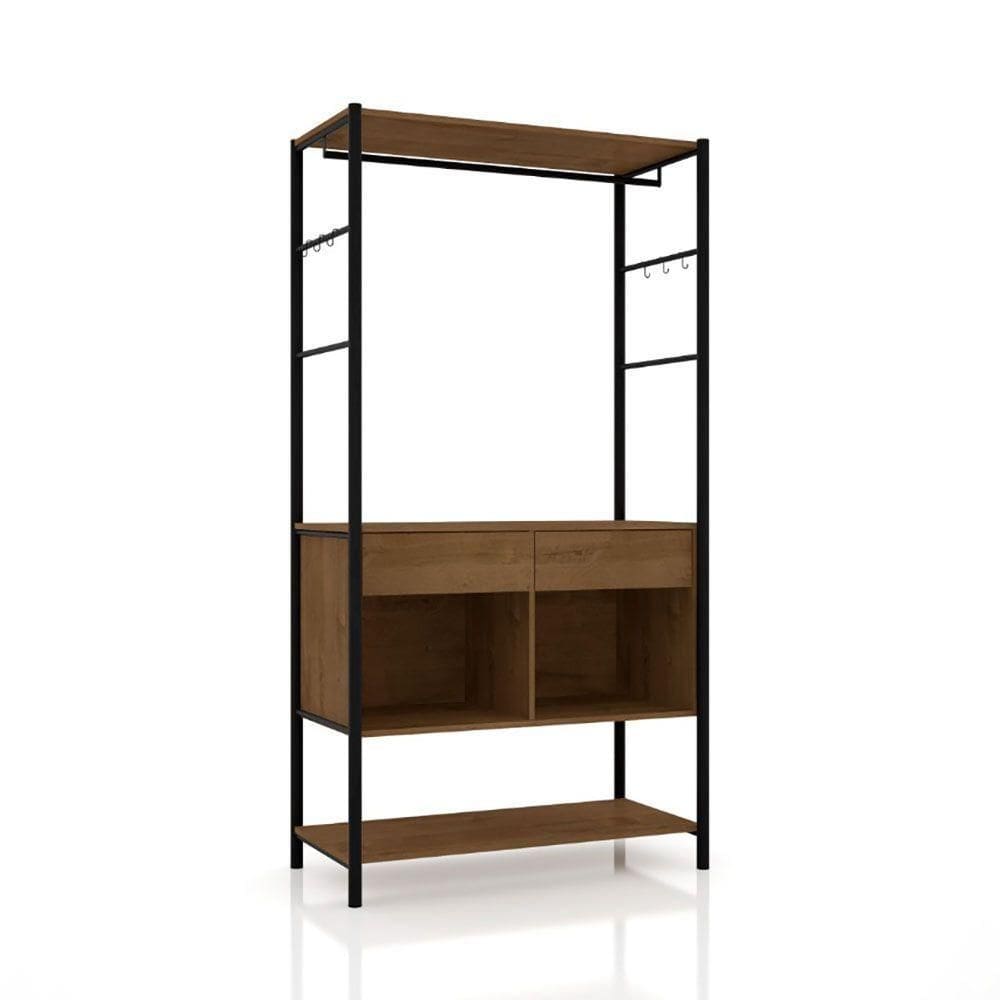 Guarda Roupa Closet Industrial 2 Gavetas Veneza Preto-demolição 90cm - Pallazio