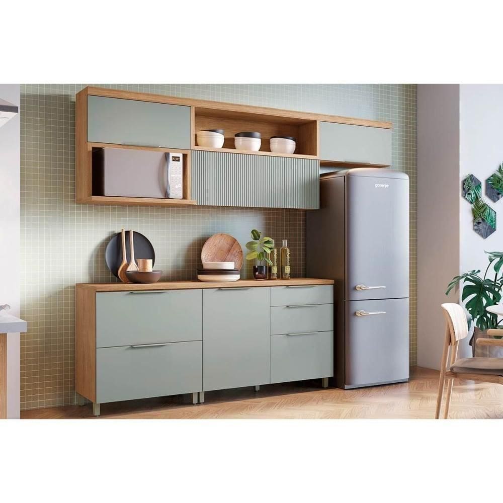 Cozinha Modulada Completa Marquesa Gourmet 5 Peças C5p29 Nature-verde - Nesher