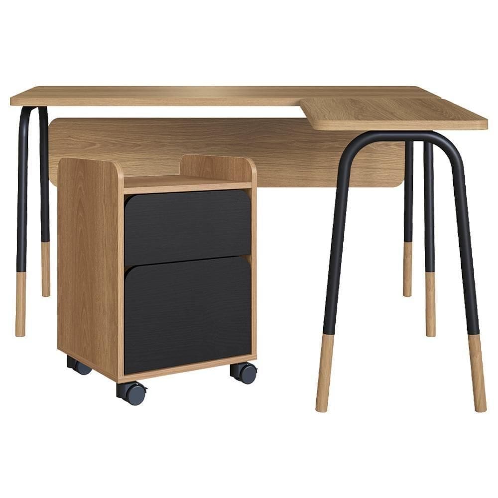 Conjunto Escritorio Home Office 2 Peças 28001x27998 Nero Hanover Artesano Hanover Nero