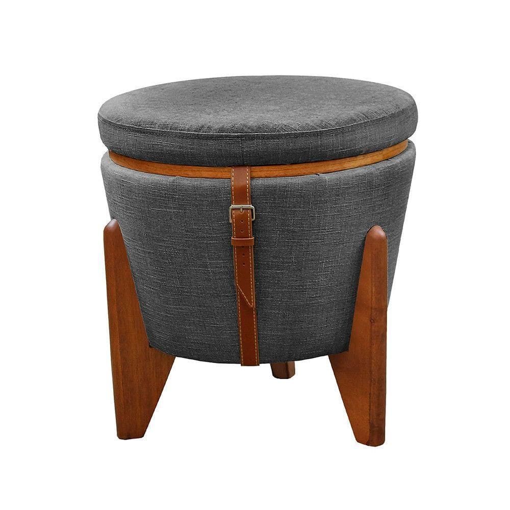Conjunto 2 Puffs Baú Fênix Linho Castellar Móbile Cinza