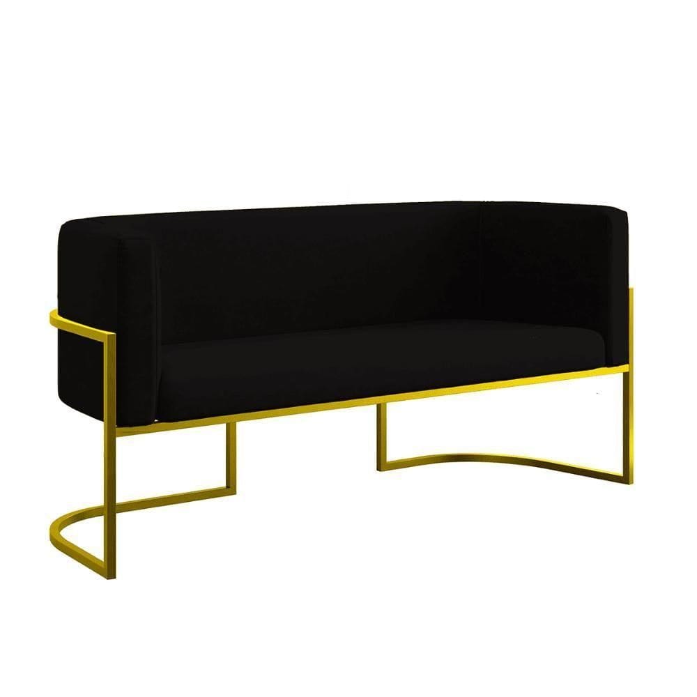 Sofá 2 Lugares Para Recepção Com Base Reforçada Balaqui Preto