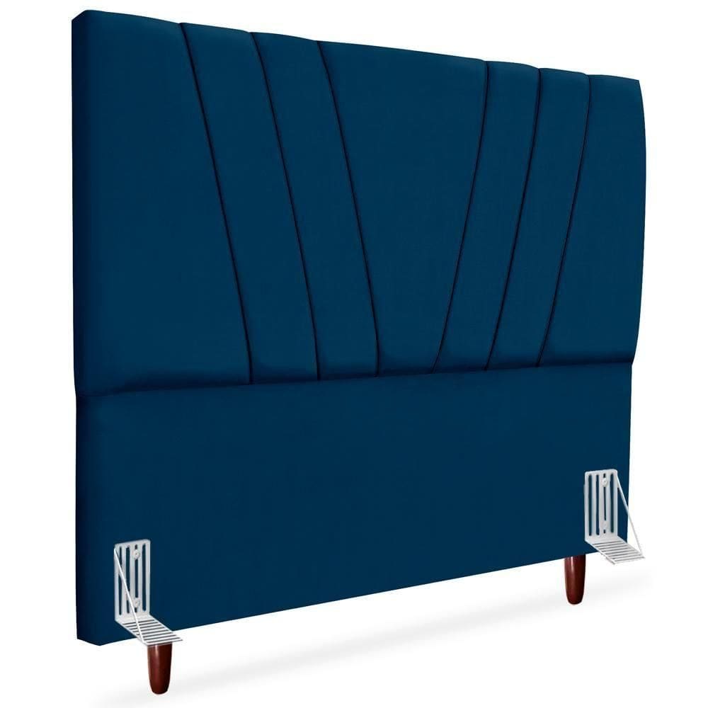 Cabeceira Casal 140cm Bell Suede Azul Rm Azul