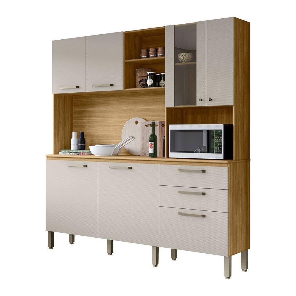 Armário De Cozinha Compacta 6 Portas E 3 Gavetas 182 Cm Megan Freijó-soft - Pallazio
