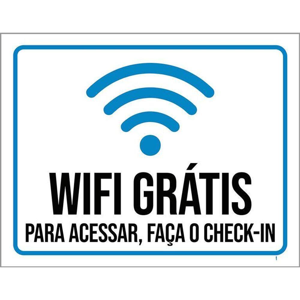 Placa Sinalização Wifi Acessar Faça Check-In 36X46