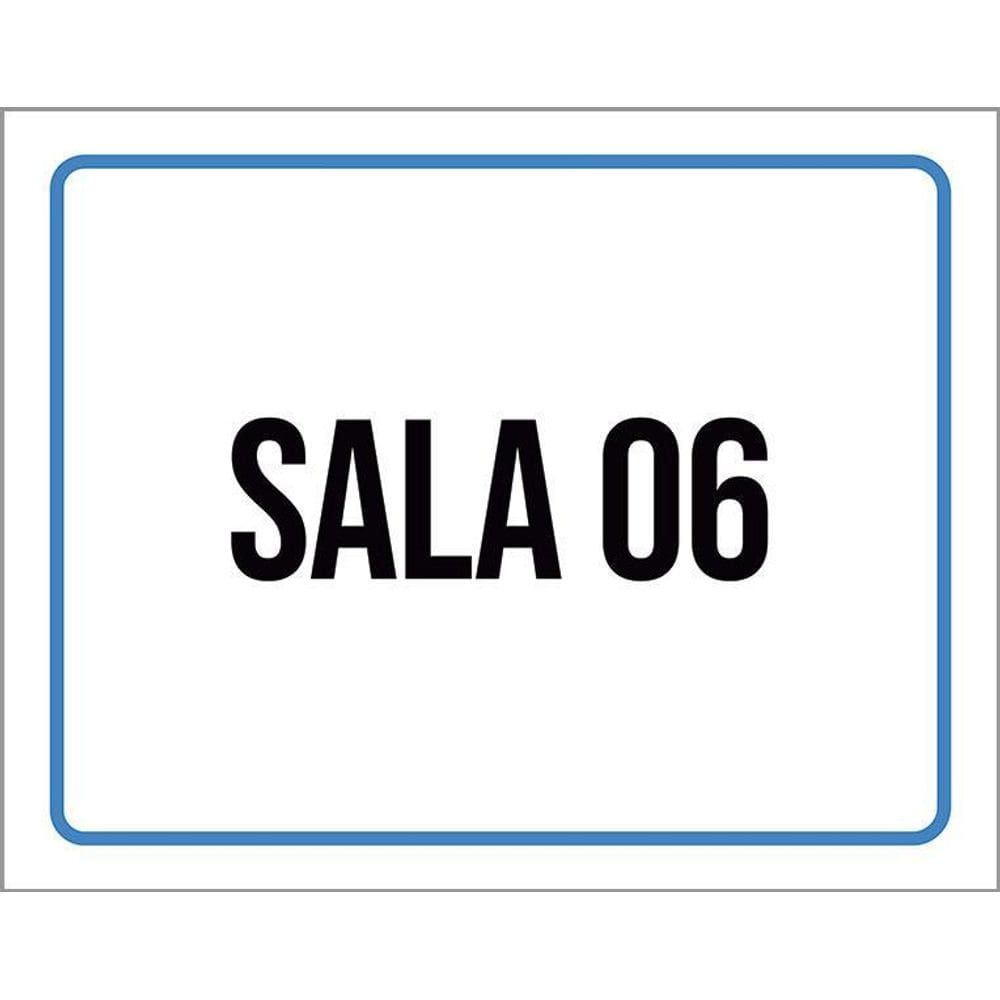 Placa Sinalização Azul Sala 6 36X46