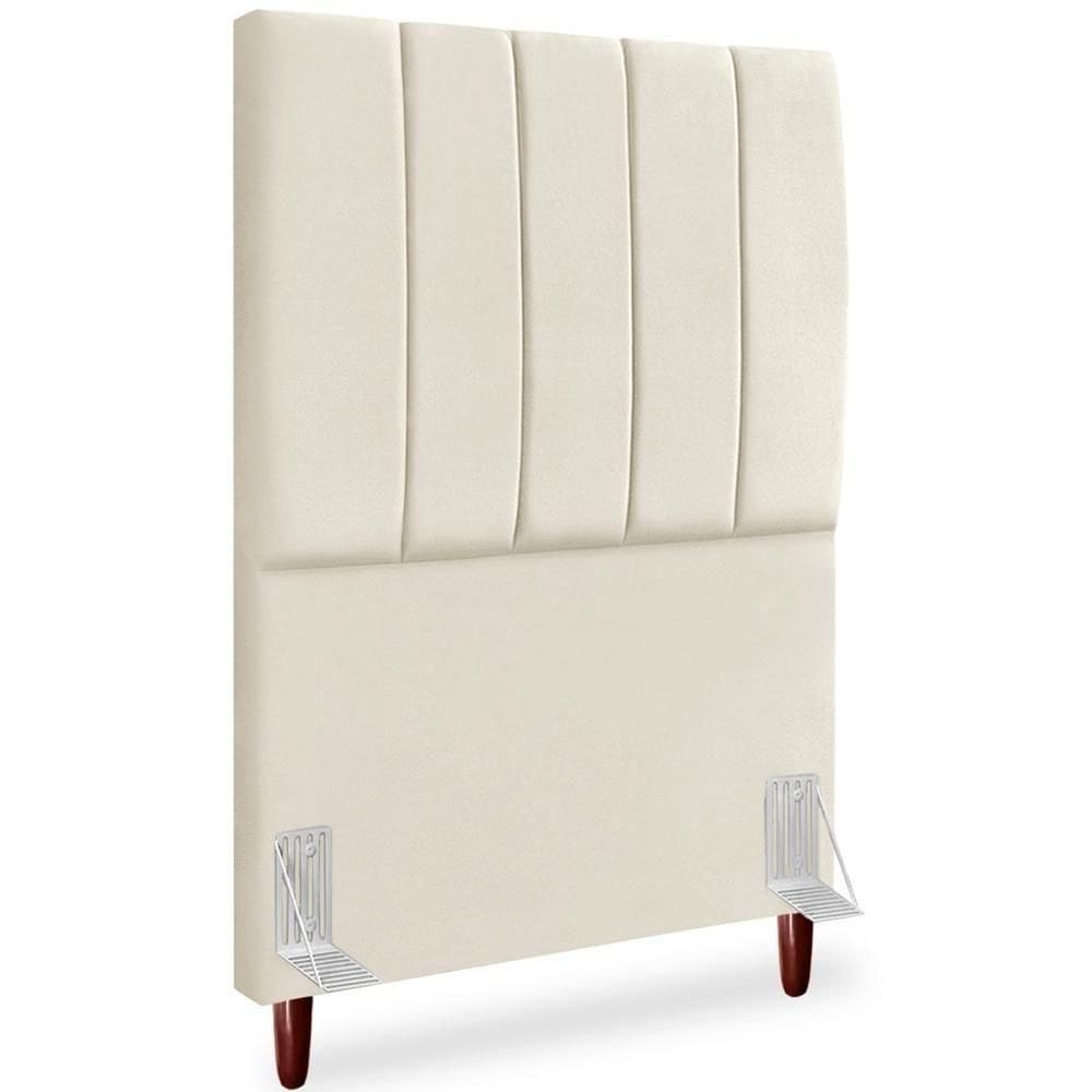 Cabeceira Solteiro 90cm Arlla Suede Bege Rm Bege