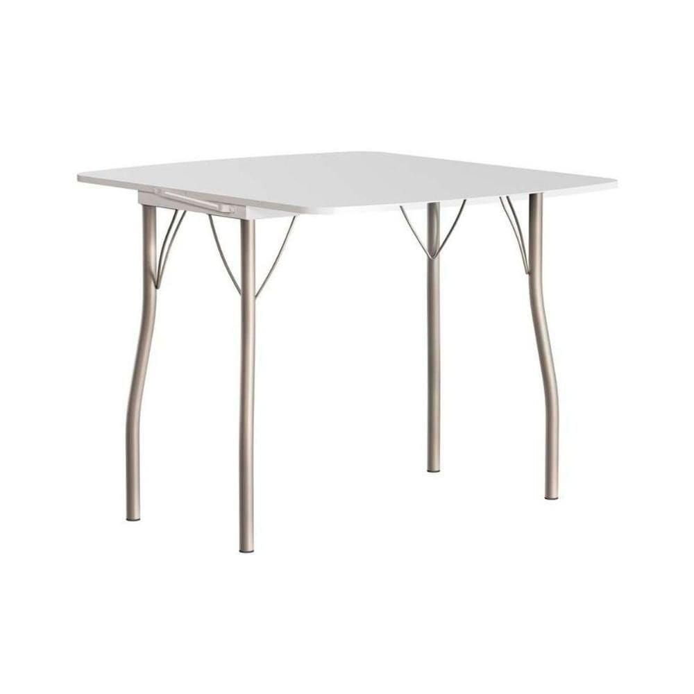 Mesa De Sala Jantar Dobrável 216 Prata-courino Branco Carraro