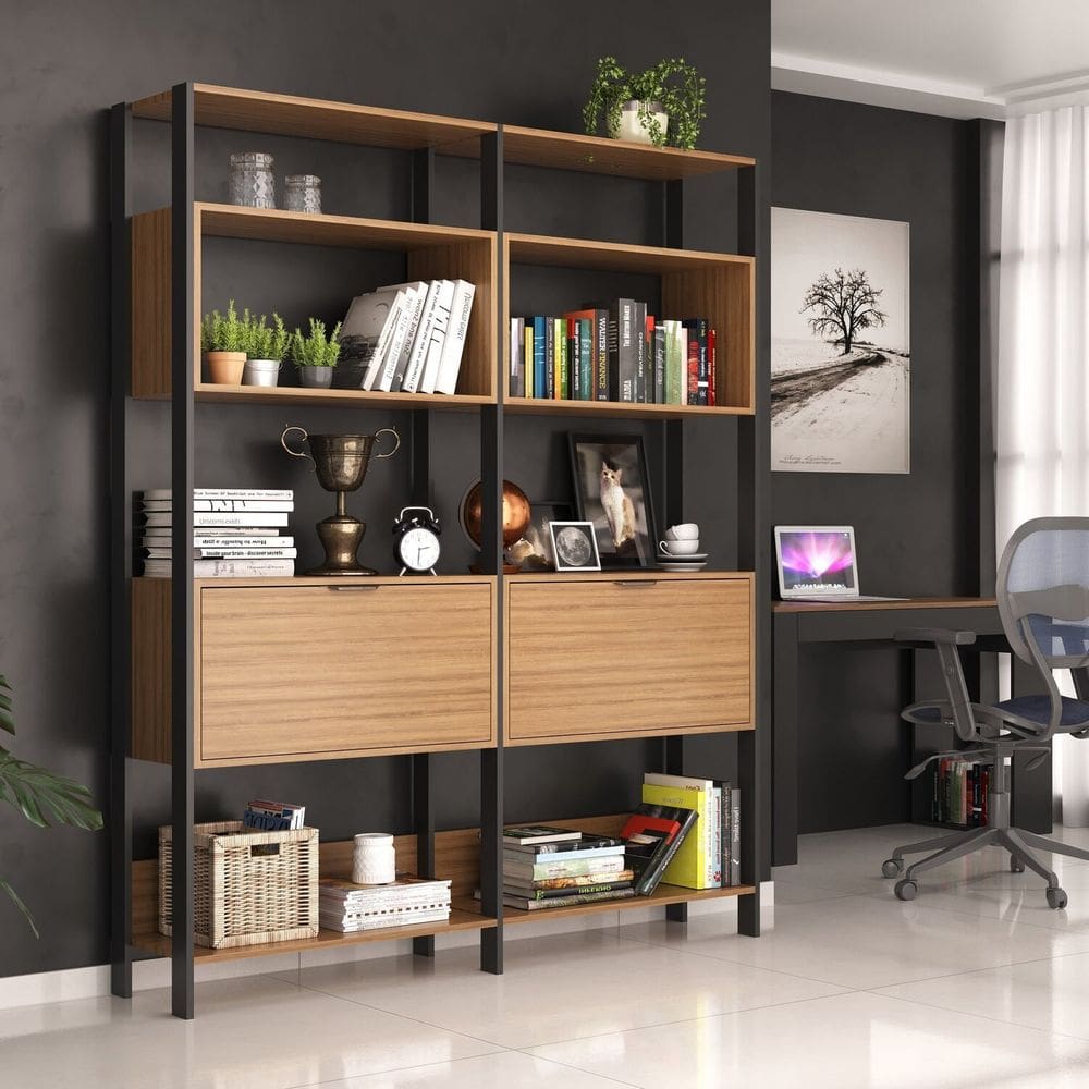 Estante para Sala de Estar - 144,5 X 183 X 32 Cm Montana/ Preto