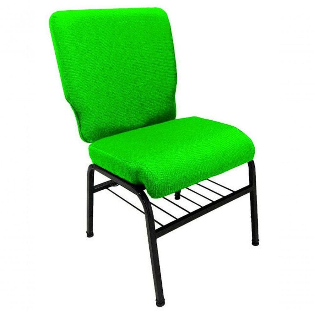 01 Cadeira Para Igrejas C/ Porta Biblía E Porta Cálice Verde