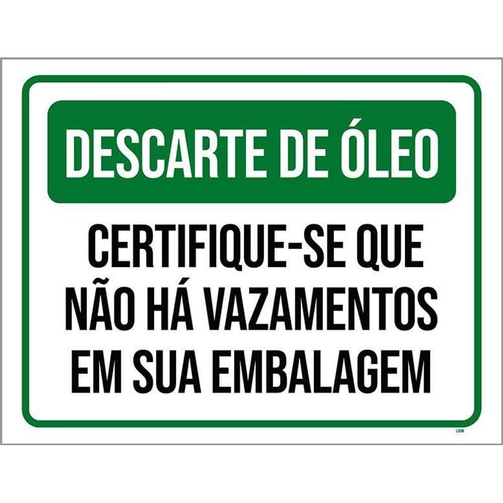 Kit 3 Placas Descarte De Óleo Vazamento Embalagem