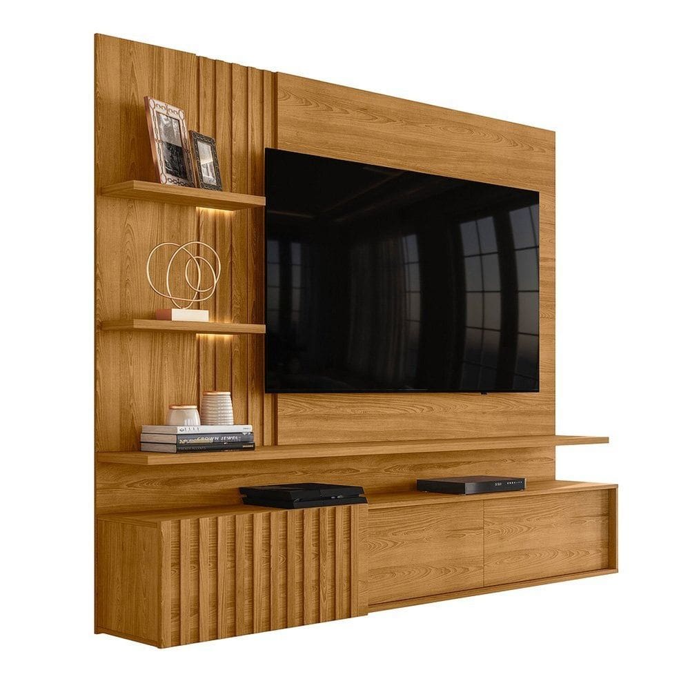 Rack com Painel Suspenso Atena para Sala de Estar Cumaru