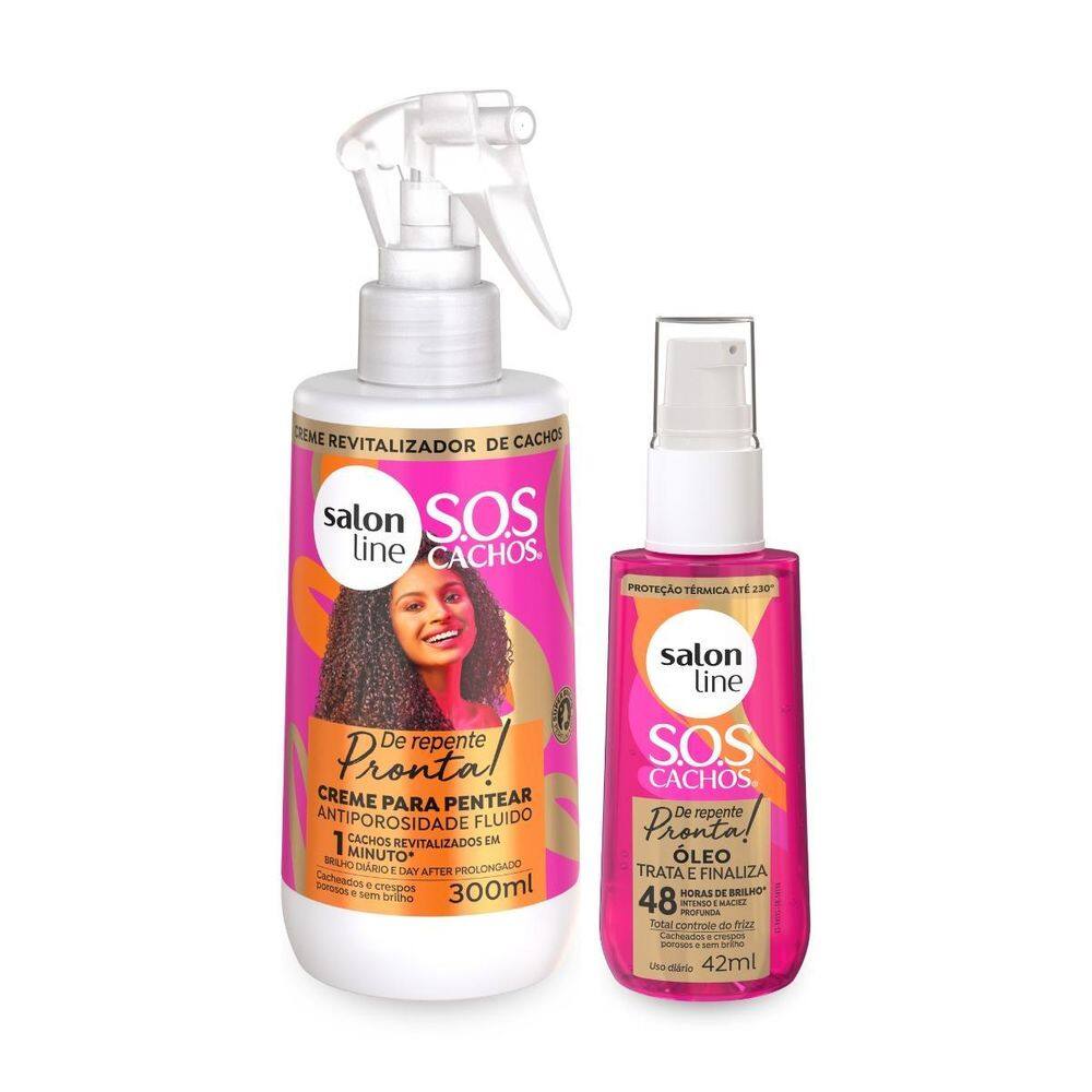 Kit Creme Pentear 300Ml + Óleo Ultra Gloss 42Ml Salon Line