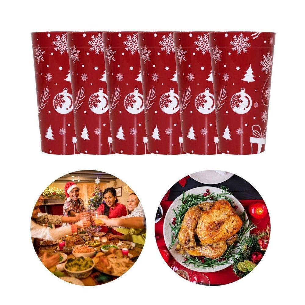 6 Copos Ceia De Natal Vermelho Linha Premium