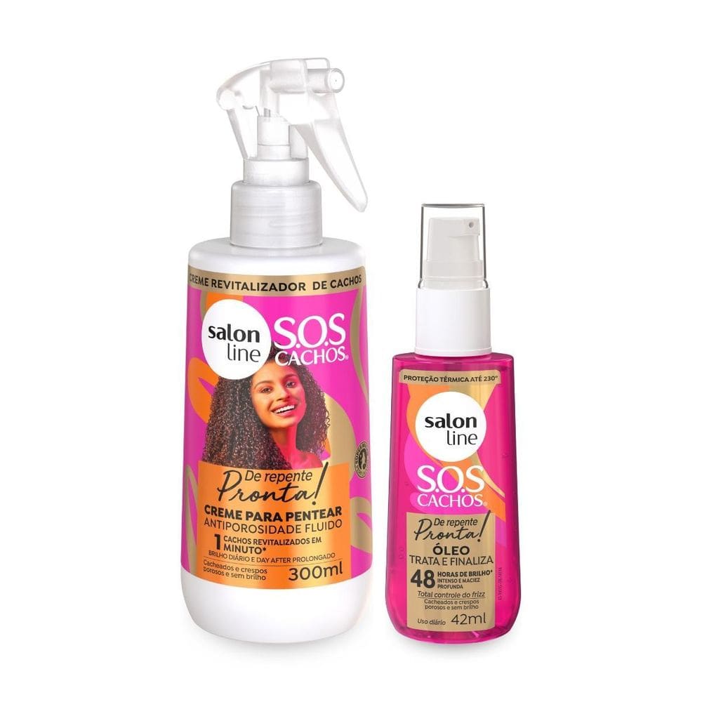 Kit Creme Pentear 300Ml + Óleo Ultra Gloss 42Ml Salon Line