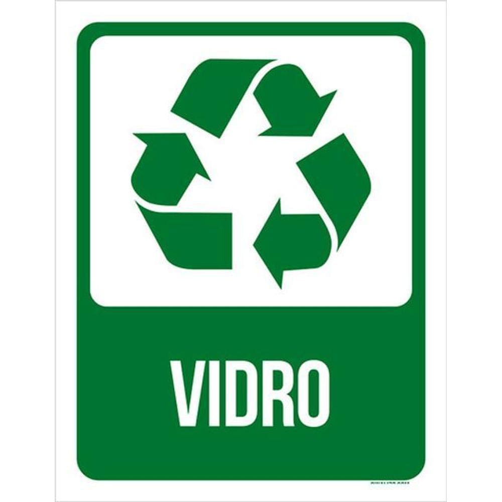 Kit 3 Placas Sinalização - Lixo Verde Vidro