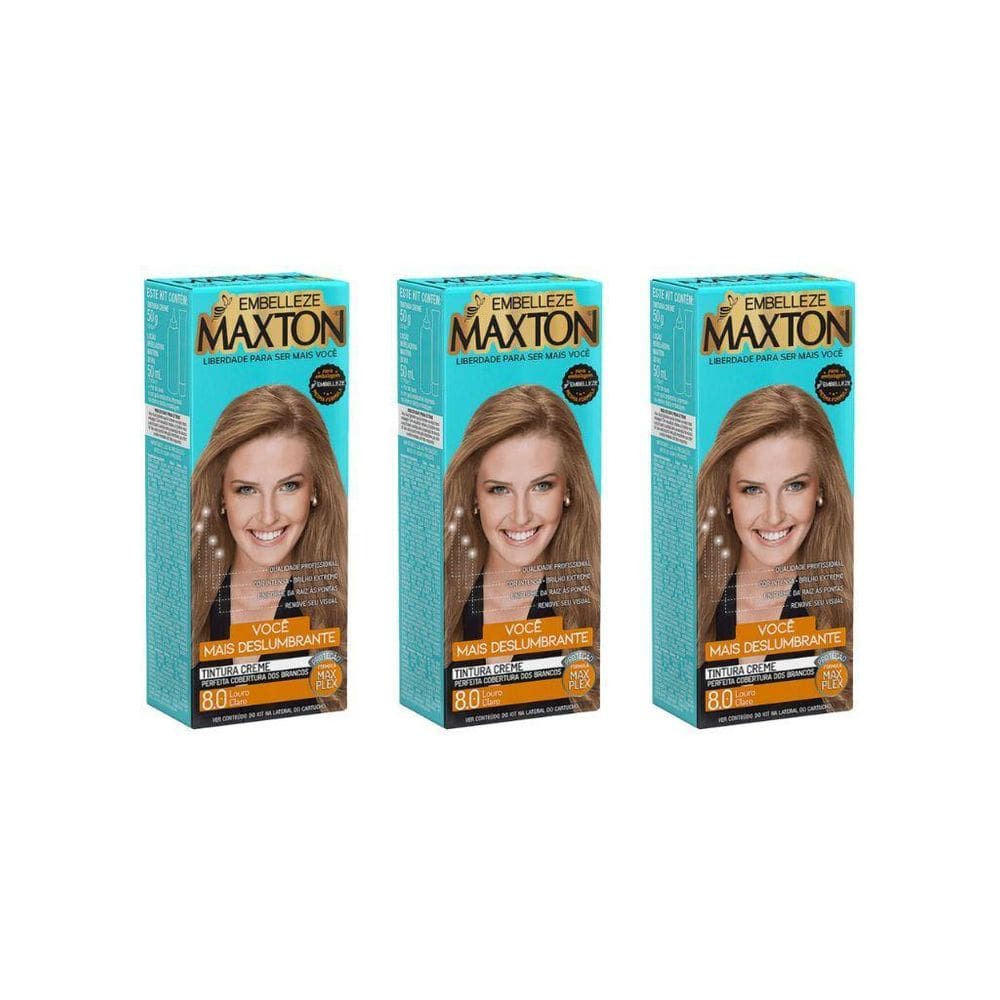 Coloraçao Maxton 8.0 Louro Claro Energia-Kit C/3Un