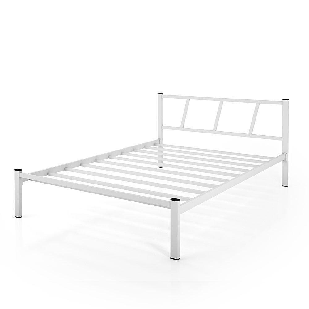 Cama Casal Helena Branco Tubolar De Ferro Cor:branco