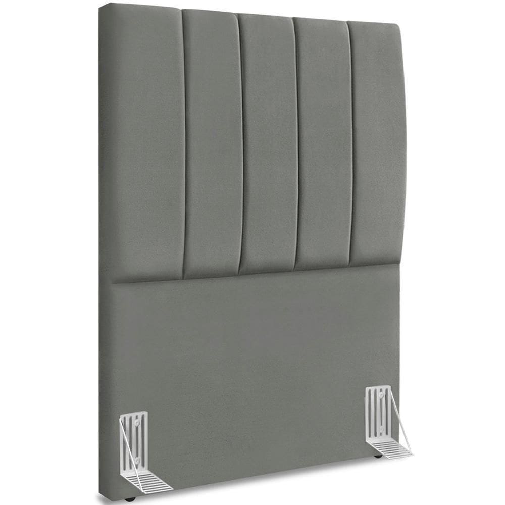 Cabeceira Solteiro 90cm Allia Suede Cinza Rm Cinza