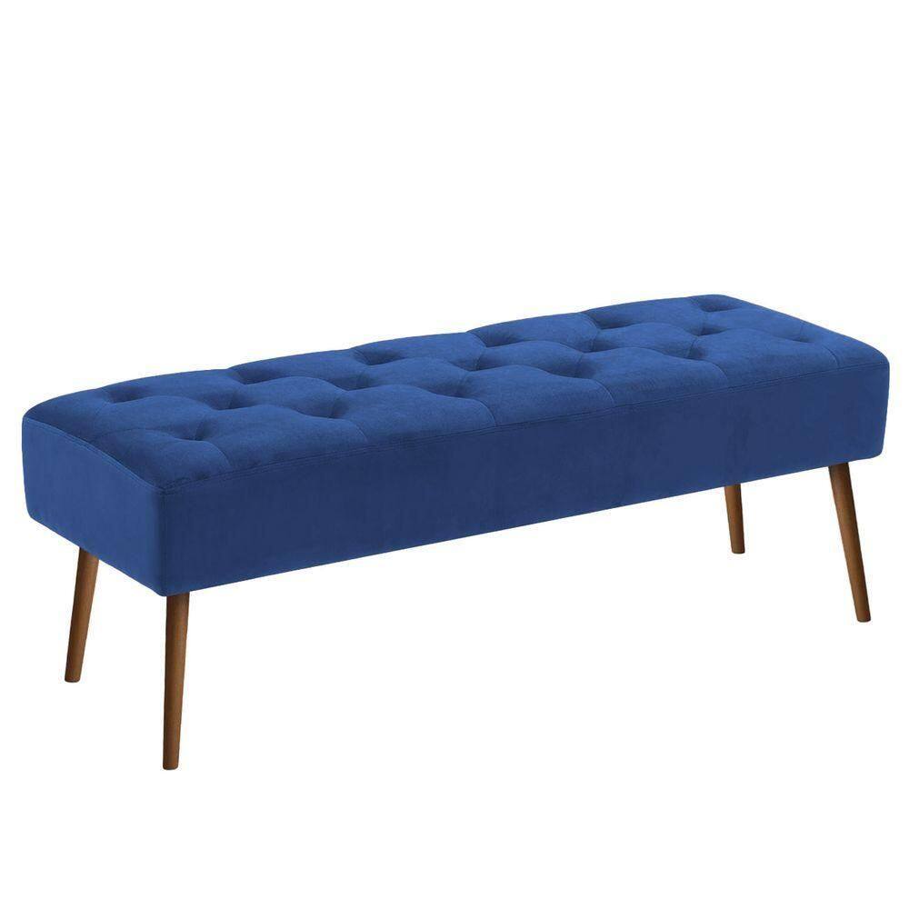Banco Estofado Rubi 1,60m Suede Azul Marinho - Clique Decorações