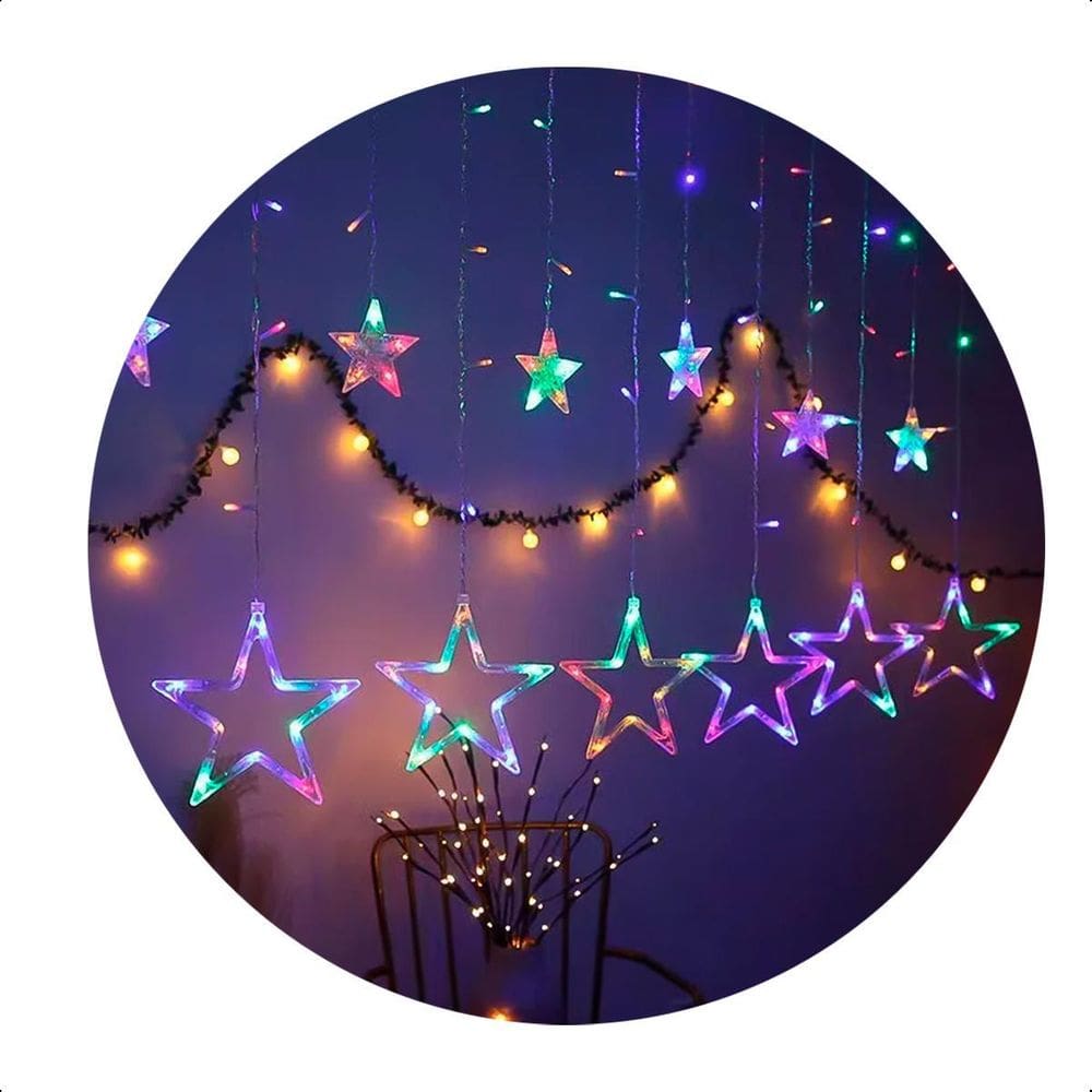 Cascata Estrela 138 Led 2,5 Metros Extensível 127V-Colorido