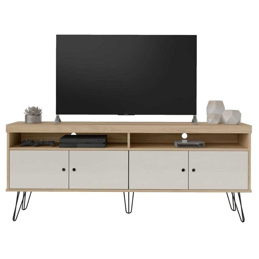 Rack Para Tv Até 65 4 Portas 2 Prateleiras E Nichos Liberty Carvalho off White