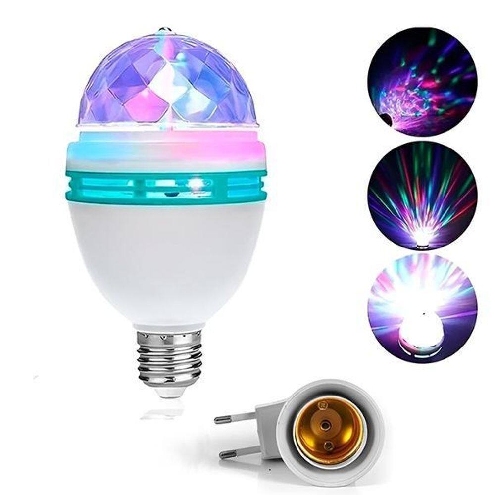 Lâmpada Rgb Giratória De Luz Led Para Palco Festa Bivolt