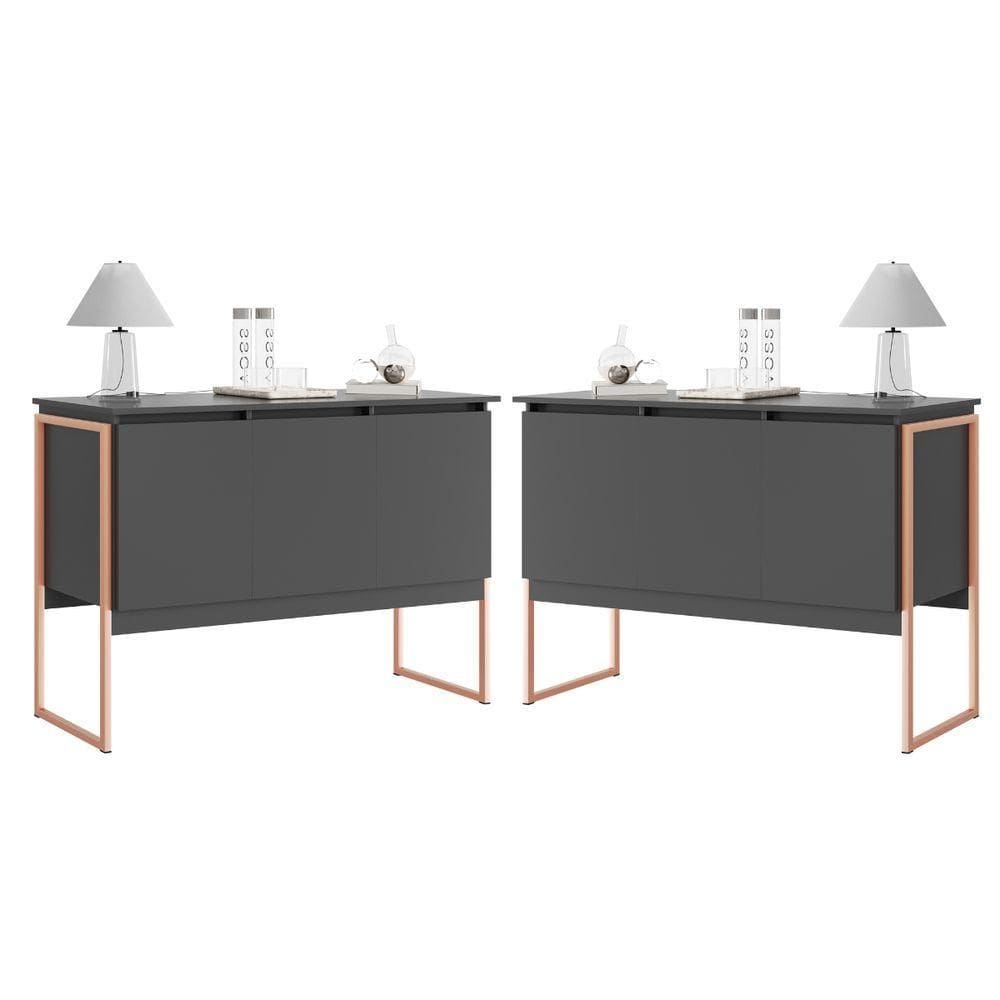 Conjunto De Buffets Industriais Milão Preto Cobre