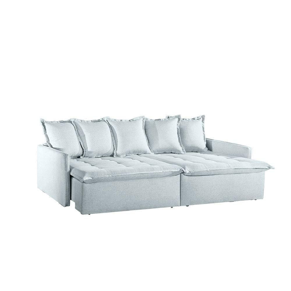 Sofá Cama Texas Retrátil Com Pillowtop E Espuma D28 Zarat Cinza