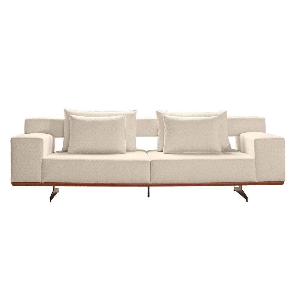 Sofá Zarat 103 Com Espuma D30 Pillowtop E Pés Em Aço Zarat Boucle Plus White