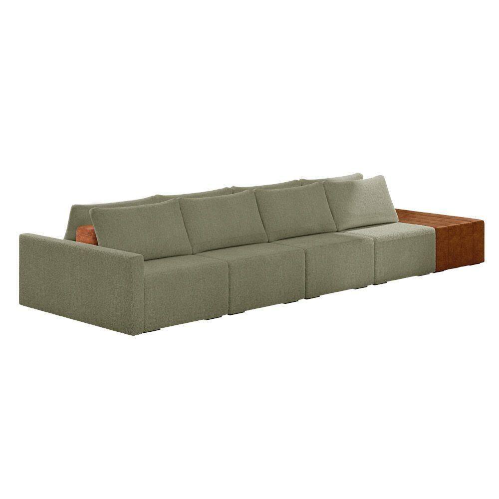 Sofá Ilha 4 Lugares Living 392cm Modulado Lary Bouclê K01 Cor Verde