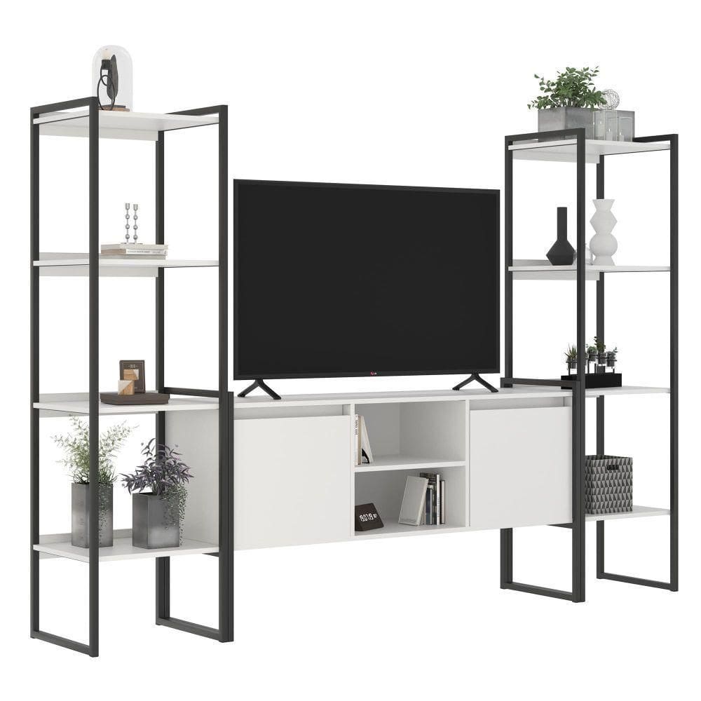 Rack Com Estante 2 Portas Manila Branco