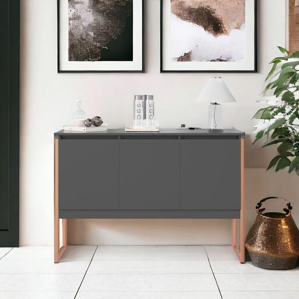 Buffet Elegante Com 3 Portas Turim Preto Cobre