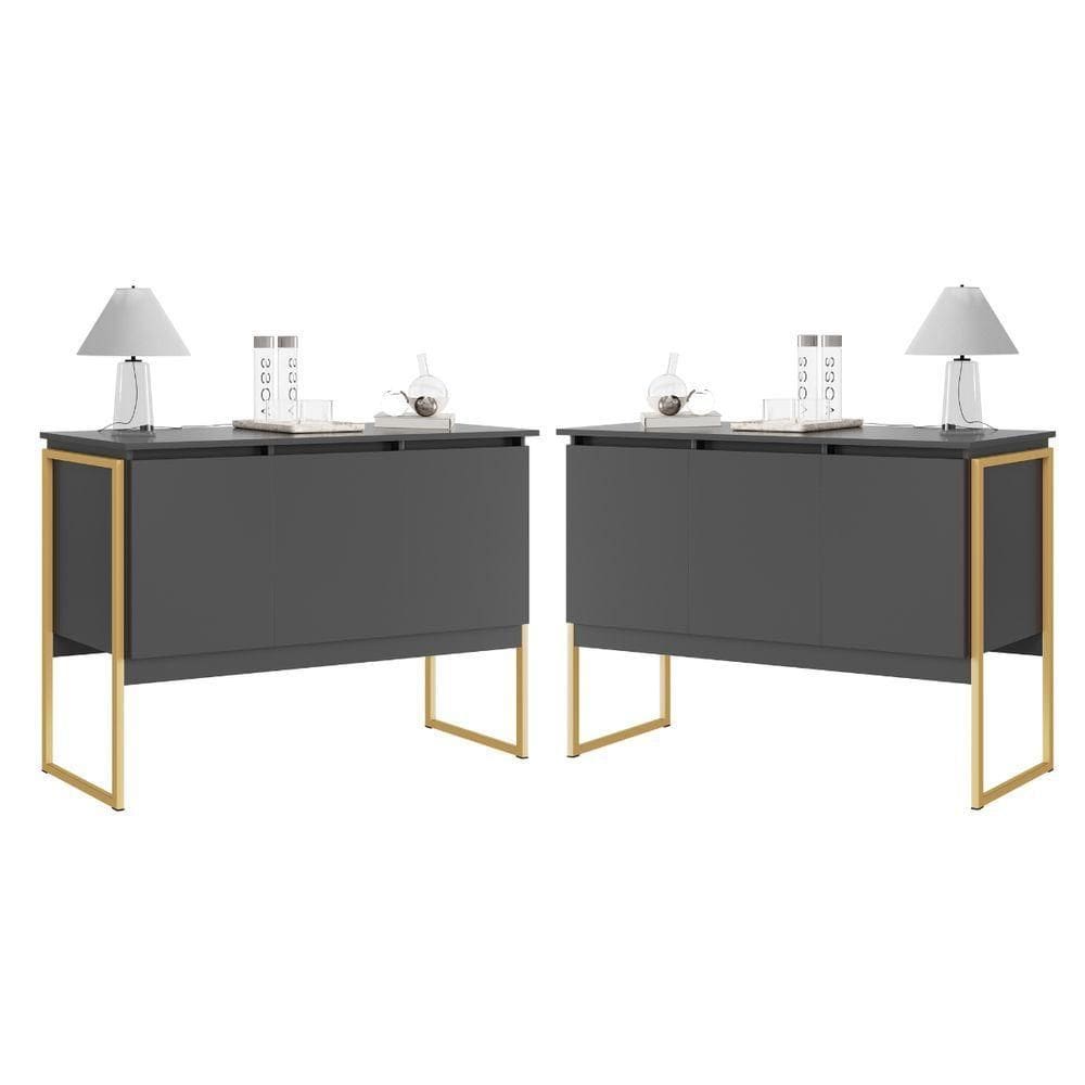 Conjunto De Buffets Industriais Milão Preto Dourado