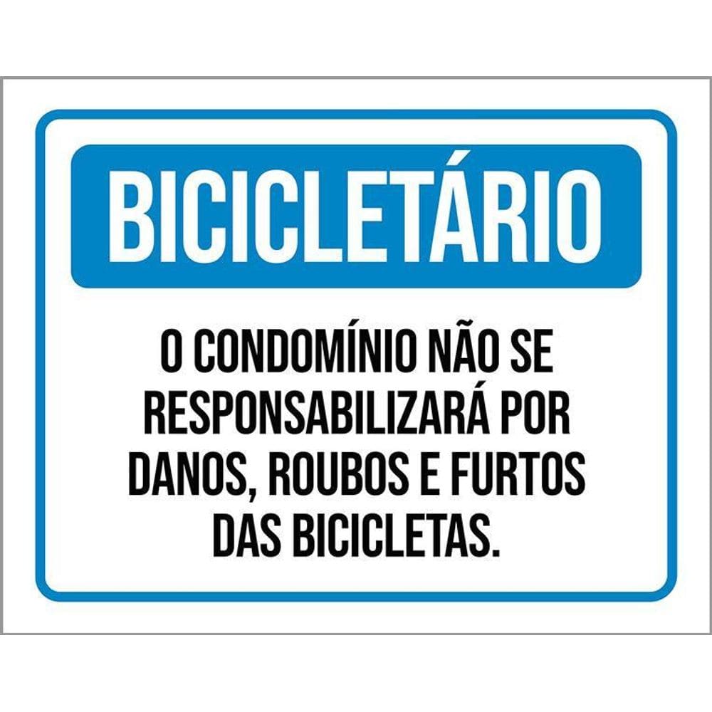 Placa Bicicletário Condomínio Roubos Bicicletas 36X46