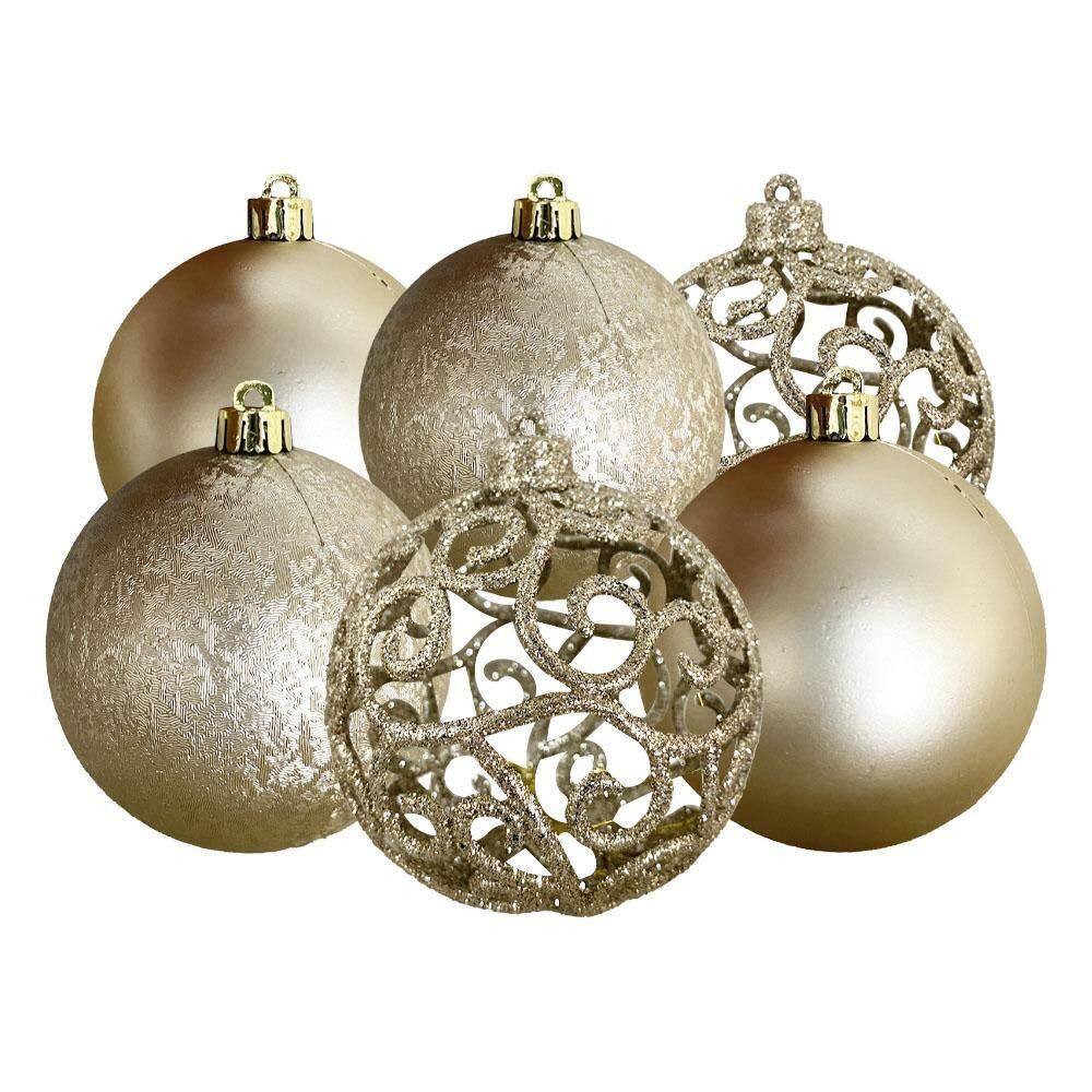 Kit Bolas De Natal 8Cm Nude Texturizado 6Und Cromus