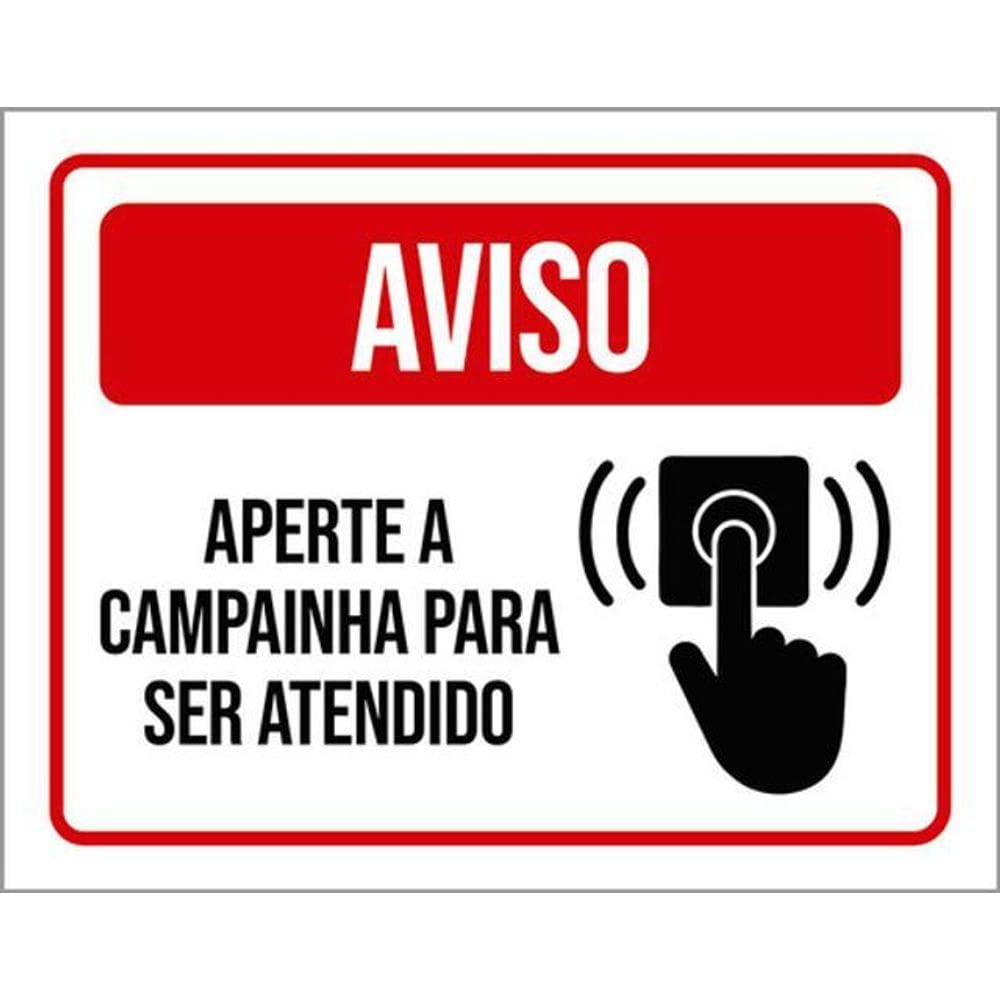 Kit 3 Placas Aviso Aperte Campainha Ser Atendido Desenho