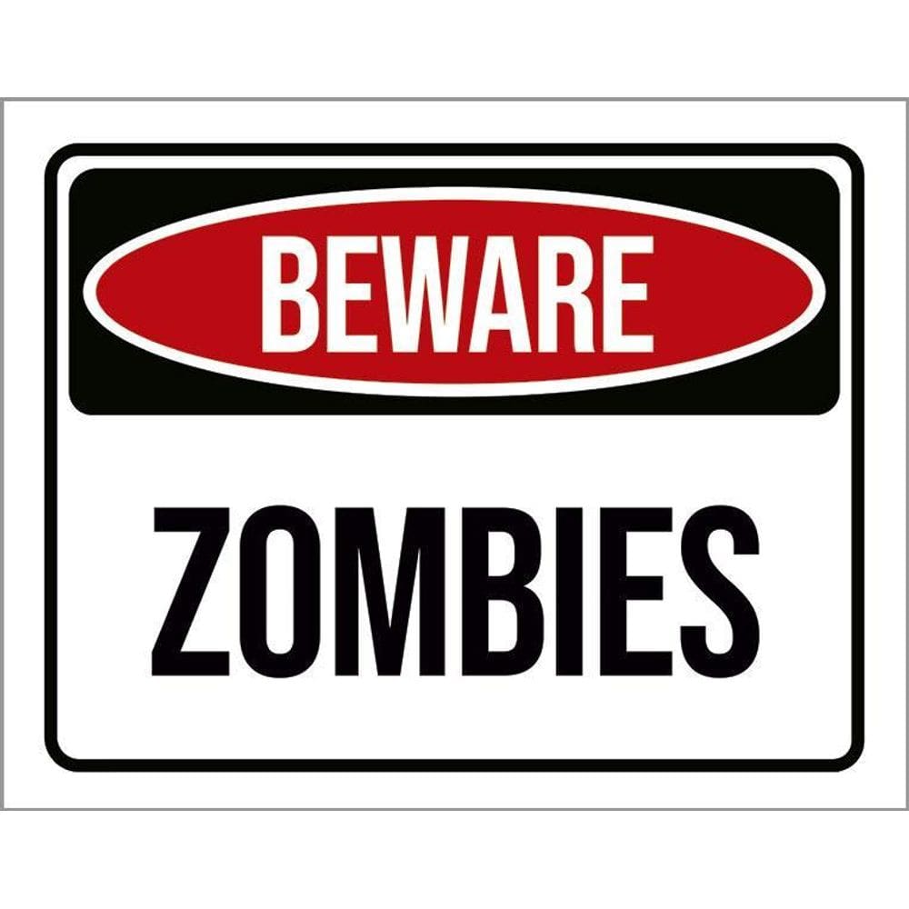 Kit 3 Placas Decorativa - Beware Zombies Perigo Zumbis
