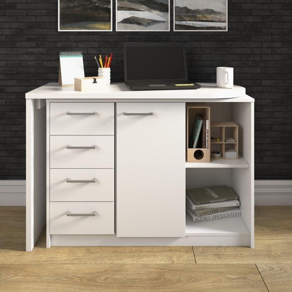 Mesa Articulada Escrivaninha Em L Logan Branco