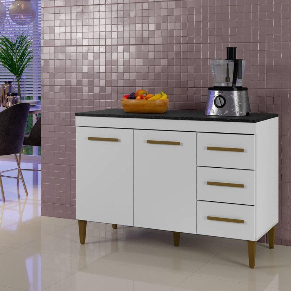 Balcão Kaike Virtus Com Tampo Branco