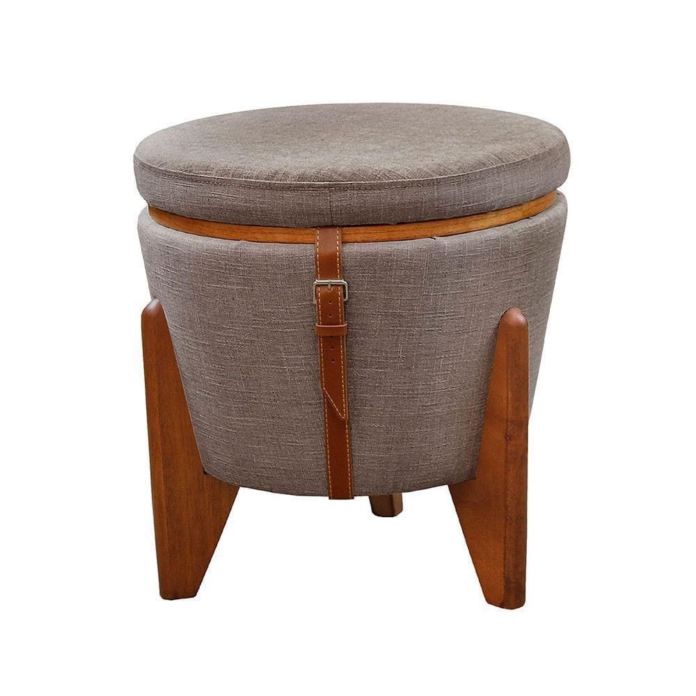 Conjunto 2 Puffs Baú Fênix Linho Castellar Móbile Cappuccino