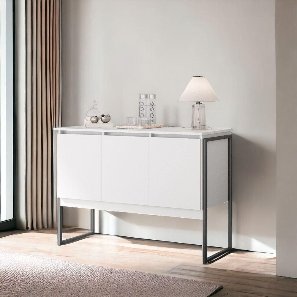 Buffet Elegante Com 3 Portas Turim Branco Preto