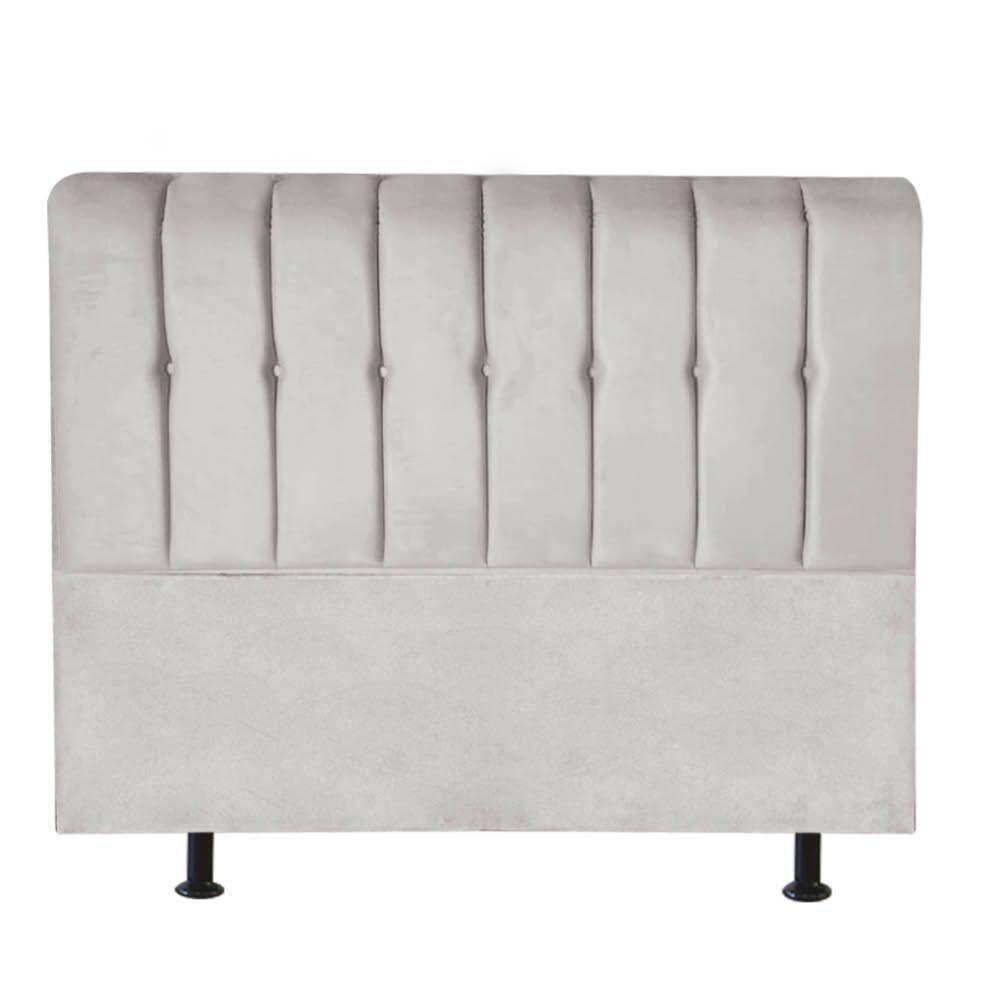 Cabeceira Estofada Kiara 160cm Queen Size Box Quarto Suede Cinza Claro - Gat Magazine