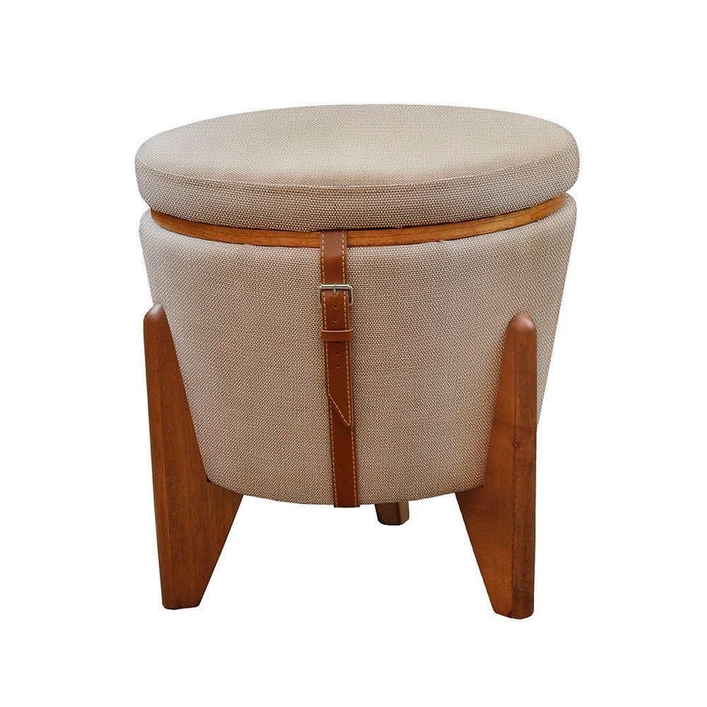 Conjunto 2 Puffs Baú Fênix Linho Castellar Móbile Bege