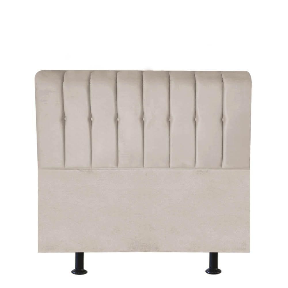 Cabeceira Estofada Kiara 90cm Solteiro Box Quarto Suede Bege - Gat Magazine