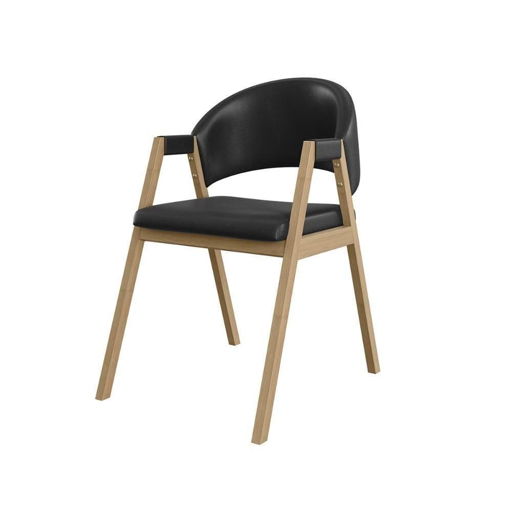 Cadeira Decorativa Suellen Para Mesa De Jantar Reforçada Courino Preto