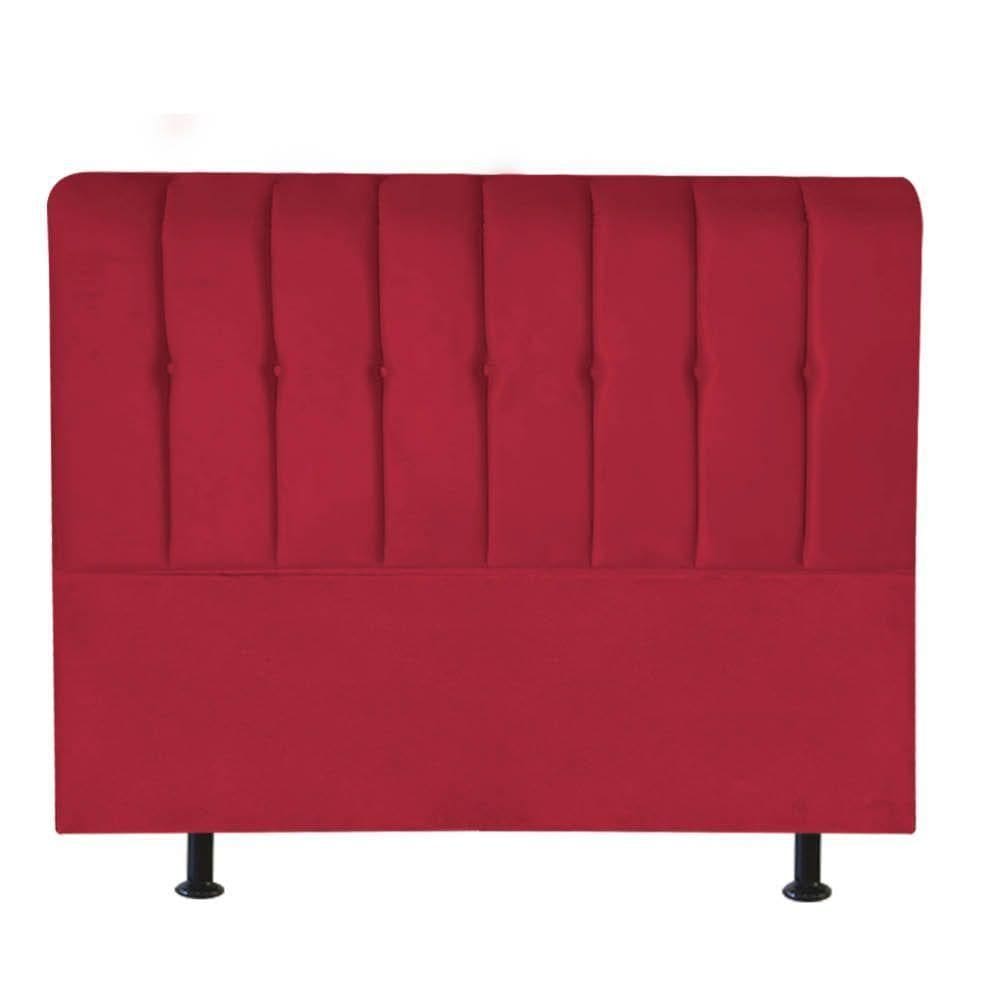 Cabeceira Estofada Kiara 140cm Casal Box Quarto Corino Vermelho - Gat Magazine