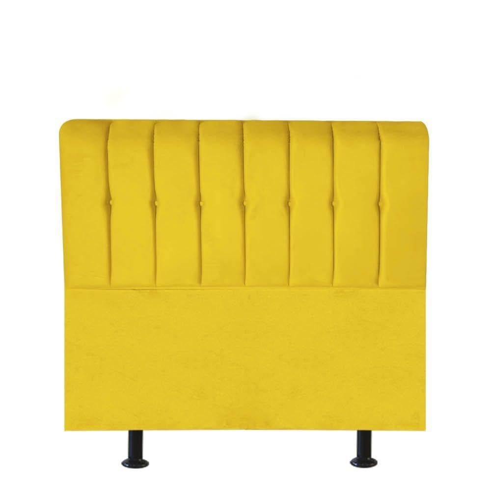 Cabeceira Estofada Kiara 100cm Solteiro Box Quarto Suede Amarelo - Gat Magazine