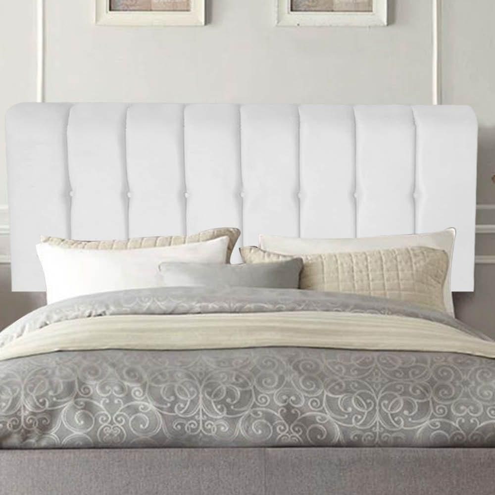 Painel Estofada Kiara 140cm Casal Box Quarto Corino Branco - Gat Magazine